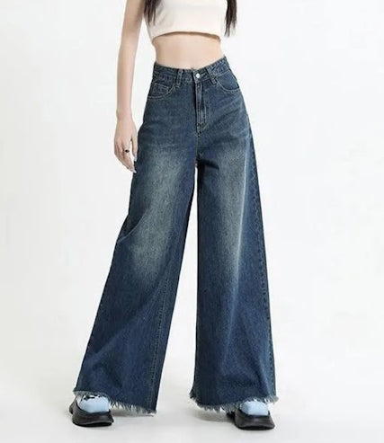 Women's Wide Leg Blue Jeans
