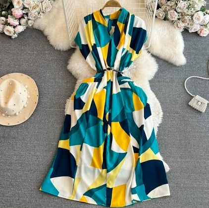 Women's Seaside Short Sleeve Beach Dress